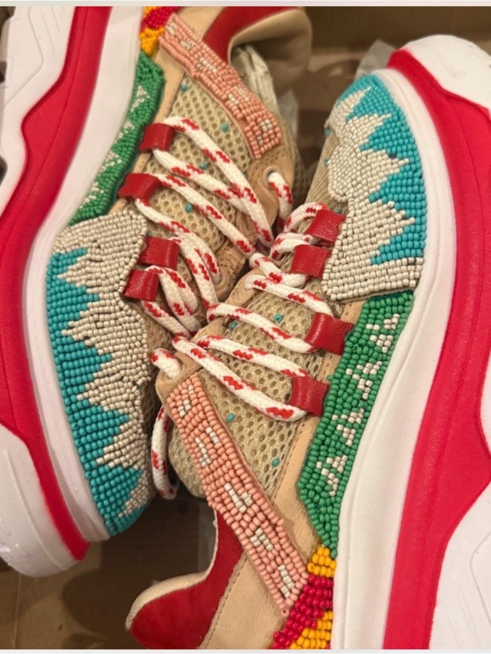 Farm Rio Beaded Multi-Color Athletic Sneaker - Red Accent - Picture 2 of 3